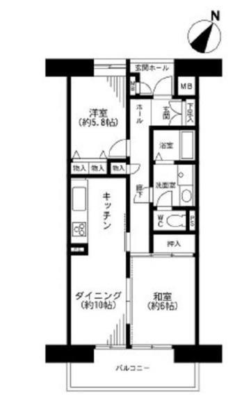Floor plan. 2LDK, Price 27,800,000 yen, Occupied area 52.73 sq m , Balcony area 8.4 sq m
