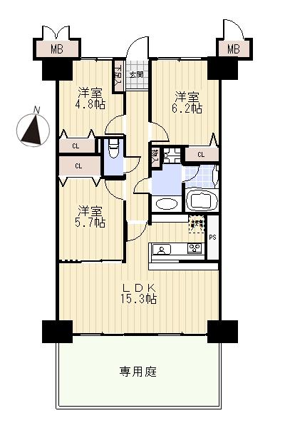 Floor plan. 3LDK, Price 41,800,000 yen, Footprint 71.5 sq m
