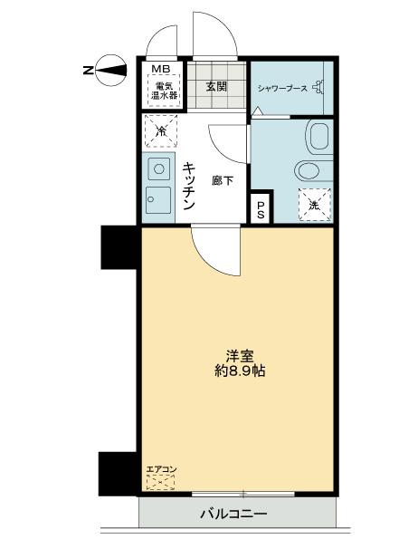 Floor plan. 1K, Price 9.8 million yen, Footprint 23.4 sq m , Balcony area 3.25 sq m floor plan