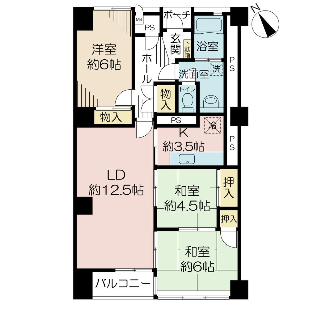 Floor plan. 3LDK, Price 26,900,000 yen, Occupied area 79.97 sq m , Balcony area 3.14 sq m