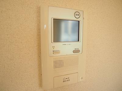 Security. Intercom is a photograph of the other room with a monitor.