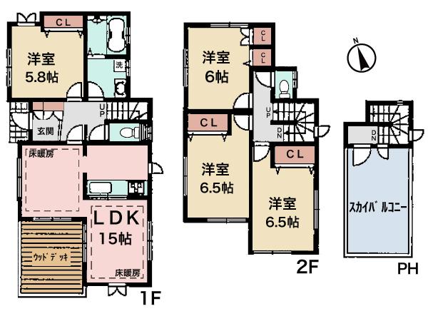Floor plan. 43,800,000 yen, 4LDK, Land area 108 sq m , Building area 99.56 sq m
