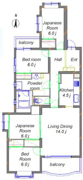 Floor plan. 3LDK, Price 35,800,000 yen, Occupied area 77.76 sq m , Balcony area 12.32 sq m