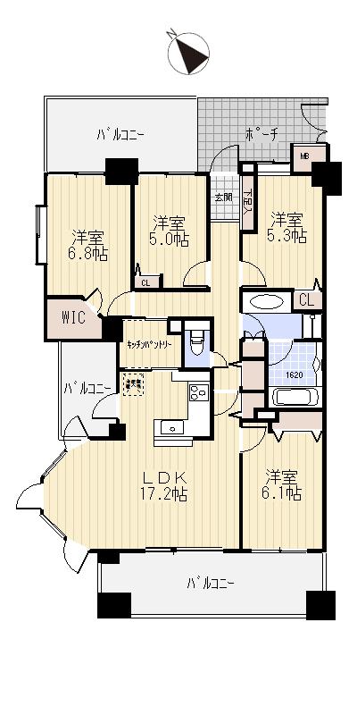 Floor plan. 4LDK, Price 53,800,000 yen, Occupied area 93.36 sq m , Balcony area 29.39 sq m