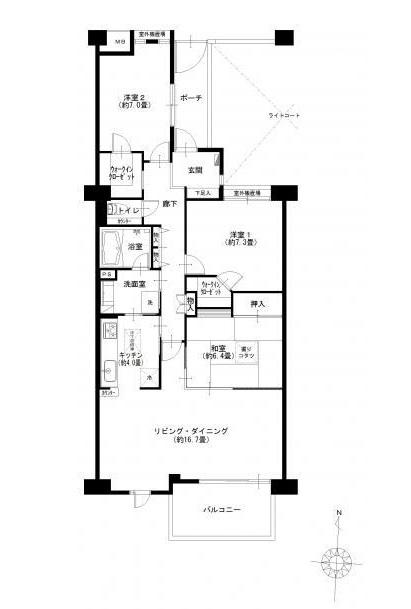 Floor plan. 3LDK, Price 42,900,000 yen, Occupied area 95.39 sq m , Balcony area 8.1 sq m