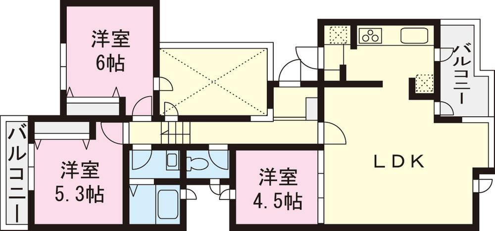 Floor plan. 3LDK, Price 28.8 million yen, Occupied area 73.88 sq m , Balcony area 9.42 sq m