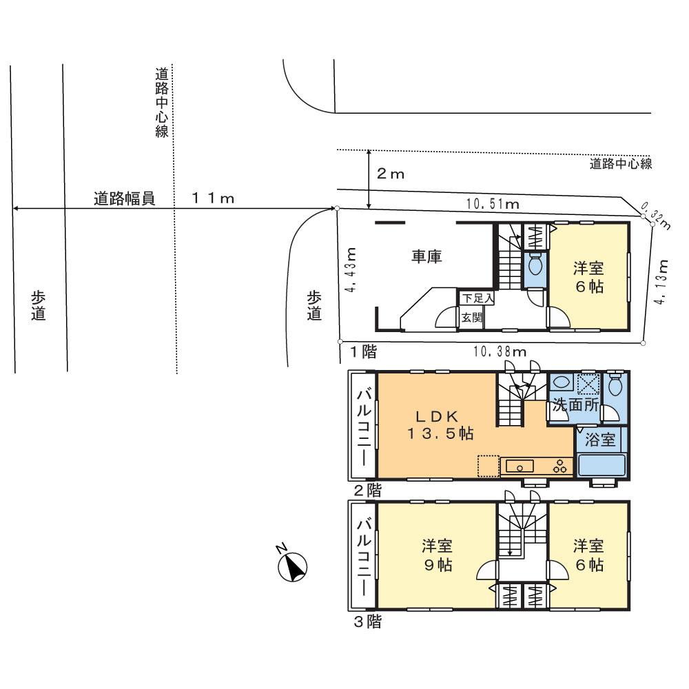 Floor plan. 36,800,000 yen, 3LDK, Land area 52.5 sq m , Building area 79.89 sq m