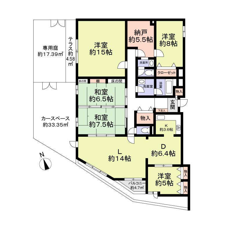 Floor plan. 5LDK + S (storeroom), Price 39,800,000 yen, Footprint 163.13 sq m , Balcony area 4.7 sq m