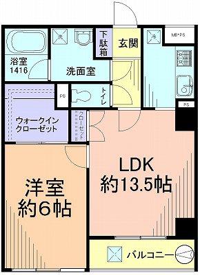 Floor plan. 1LDK, Price 22.5 million yen, Footprint 49.7 sq m , Balcony area 3.6 sq m