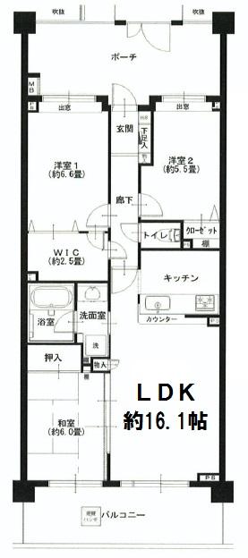 Floor plan. 3LDK, Price 37,900,000 yen, Occupied area 76.56 sq m , Balcony area 11.9 sq m   ■ Face-to-face kitchen Pledge LDK16.1, Walk-in closet with!  [Floor plan]