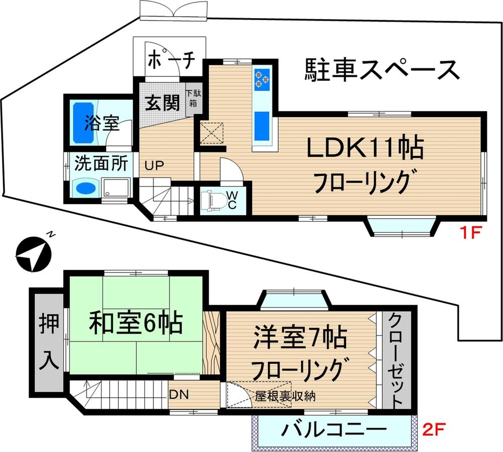 Floor plan. 24,800,000 yen, 2LDK, Land area 67.45 sq m , Building area 59.6 sq m indoor (November 2013) Shooting