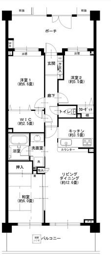 Floor plan. 3LDK, Price 37,900,000 yen, Occupied area 76.56 sq m , Balcony area 11.9 sq m