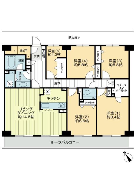 Floor plan. 5LDK + S (storeroom), Price 75 million yen, Footprint 112.84 sq m
