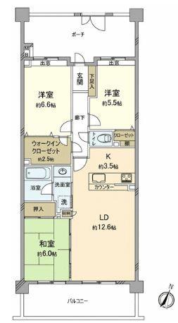 Floor plan. 3LDK, Price 37,900,000 yen, Occupied area 76.56 sq m , Balcony area 11.9 sq m floor plan.