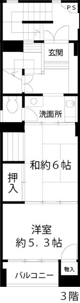 Floor plan. 54,800,000 yen, 6LDKK, Land area 46.94 sq m , Building area 206.93 sq m 3 floor