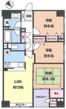 Floor plan. 3LDK, Price 34,800,000 yen, Occupied area 69.34 sq m , Balcony area 3.42 sq m