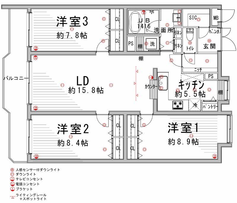 Floor plan. 3LDK, Price 49,900,000 yen, The area occupied 100.8 sq m , Balcony area 11.88 sq m