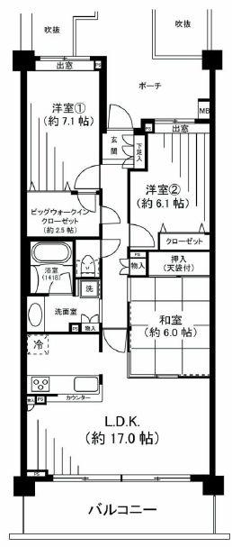 Floor plan. 3LDK, Price 39,900,000 yen, Footprint 83.1 sq m , Balcony is the area 12 sq m floor plan