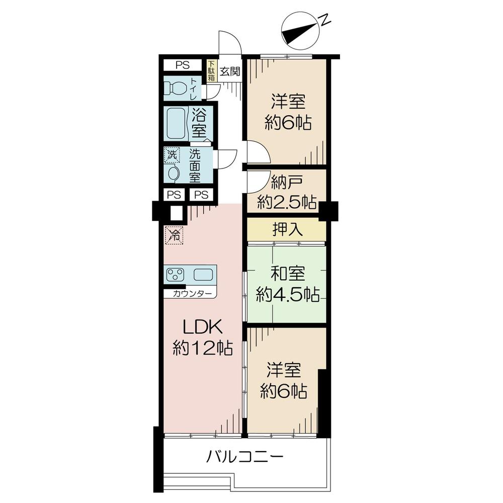 Floor plan. 3LDK + S (storeroom), Price 15.5 million yen, Occupied area 66.85 sq m , Balcony area 8.64 sq m