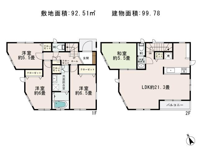 Floor plan. (A Building), Price 47,800,000 yen, 4LDK, Land area 92.51 sq m , Building area 99.78 sq m