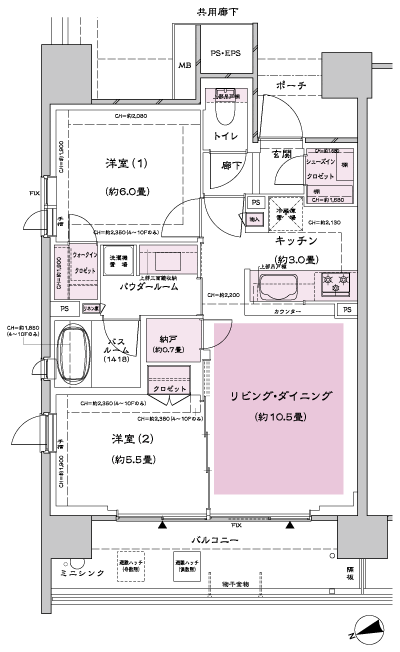 Floor: 2LD ・ K + N (storeroom) + WIC (walk-in closet) + SIC (shoes closet), the occupied area: 57.02 sq m, Price: TBD