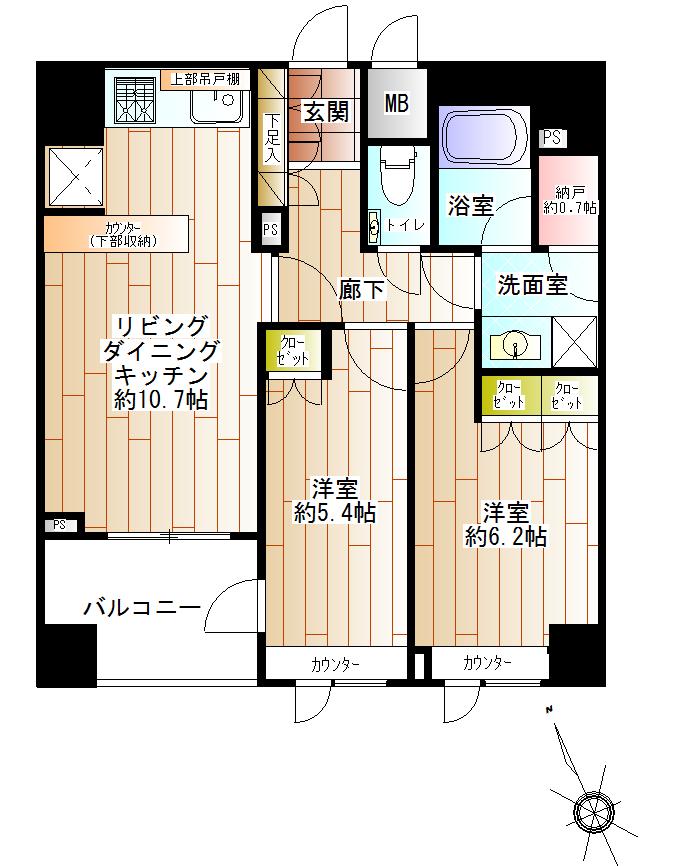 Floor plan. 2LDK + S (storeroom), Price 46,800,000 yen, Occupied area 55.31 sq m , Balcony area 5.47 sq m