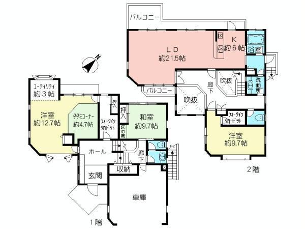 Floor plan. 84,800,000 yen, 3LDK + S (storeroom), Land area 237.18 sq m , 3SLDK of building area 209.54 sq m large