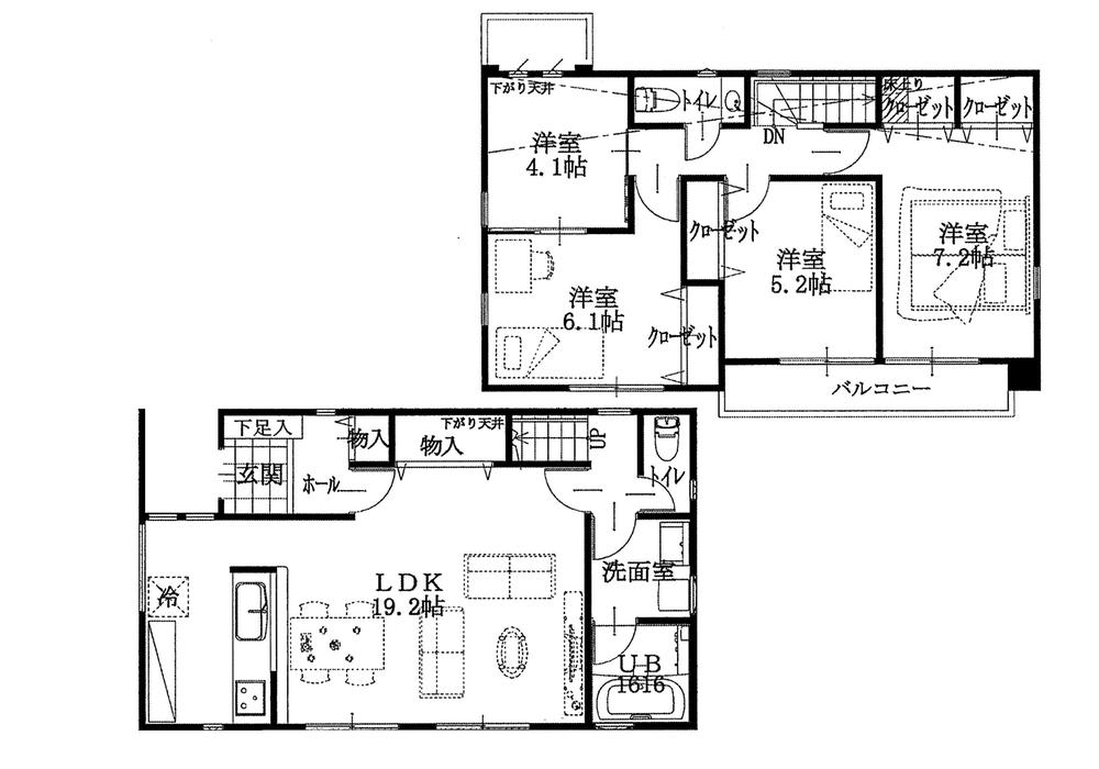 Floor plan. (F), Price 61,400,000 yen, 4LDK, Land area 108.24 sq m , Building area 101.85 sq m