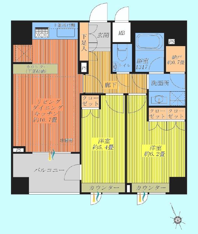 Floor plan. 2LDK + S (storeroom), Price 46,800,000 yen, Occupied area 55.31 sq m , Balcony area 5.47 sq m