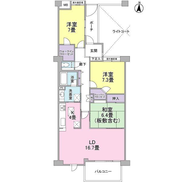 Floor plan. 3LDK, Price 42,900,000 yen, Occupied area 95.39 sq m , Balcony area 8.1 sq m floor plan