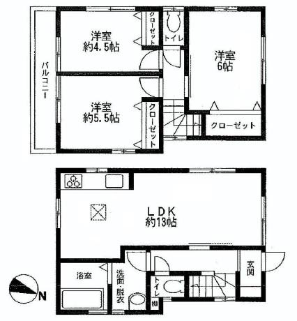 Floor plan. 23.8 million yen, 3LDK, Land area 76.85 sq m , Building area 69.56 sq m floor plan