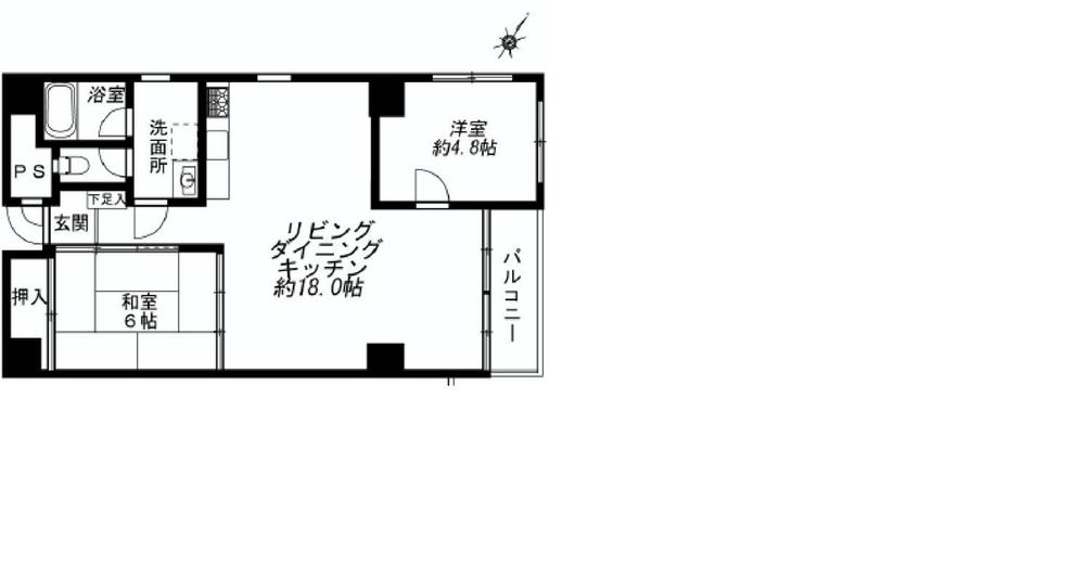 Floor plan. 1LDK, Price 22,800,000 yen, Occupied area 55.14 sq m , Balcony area 3.6 sq m