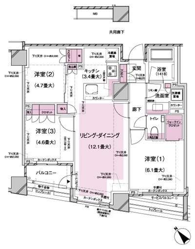 Floor: 3LDK + WIC, the occupied area: 68.33 sq m, Price: 54,664,000 yen ・ 56,413,000 yen (plan), now on sale