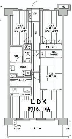Floor plan. 3LDK, Price 31,800,000 yen, Occupied area 76.88 sq m , Balcony area 12.4 sq m   ■ LDK face-to-face kitchen at about 16.1 Pledge, Siemens to a wide balcony!  [Floor plan]