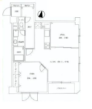 Floor plan. 2LDK, Price 31,800,000 yen, Occupied area 60.48 sq m , Balcony area 3.64 sq m