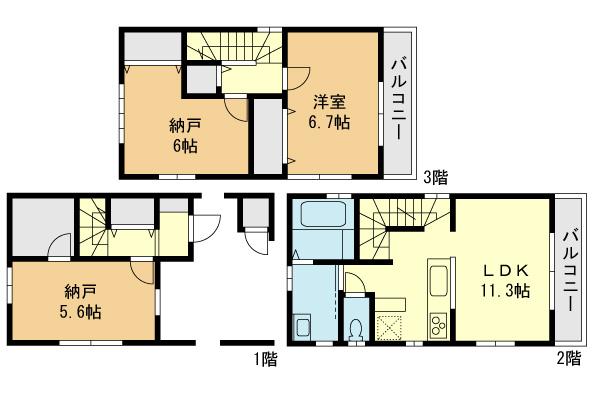 Floor plan. (1 Building), Price 34,063,000 yen, 1LDK+2S, Land area 50.1 sq m , Building area 78.87 sq m