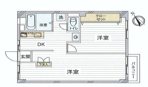 Floor plan. 1LDK, Price 13.8 million yen, Occupied area 53.53 sq m , Balcony area 1.11 sq m current state 1LDK