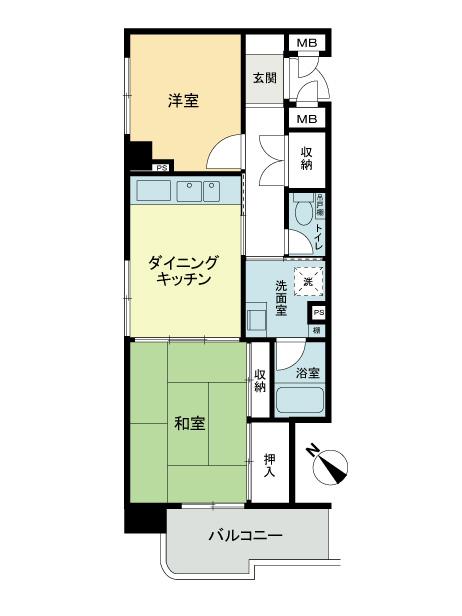 Floor plan. 2DK, Price 17.8 million yen, Occupied area 42.72 sq m , Balcony area 5.48 sq m floor plan