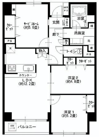 Floor plan. 2LDK + S (storeroom), Price 29,900,000 yen, Footprint 65.7 sq m , Balcony area 3.6 sq m   ■ LDK face-to-face kitchen at about 12.2 Pledge!  [Floor plan]