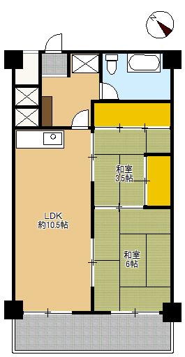 Floor plan. 2LDK, Price 12 million yen, Footprint 48.6 sq m , Balcony area 8.1 sq m