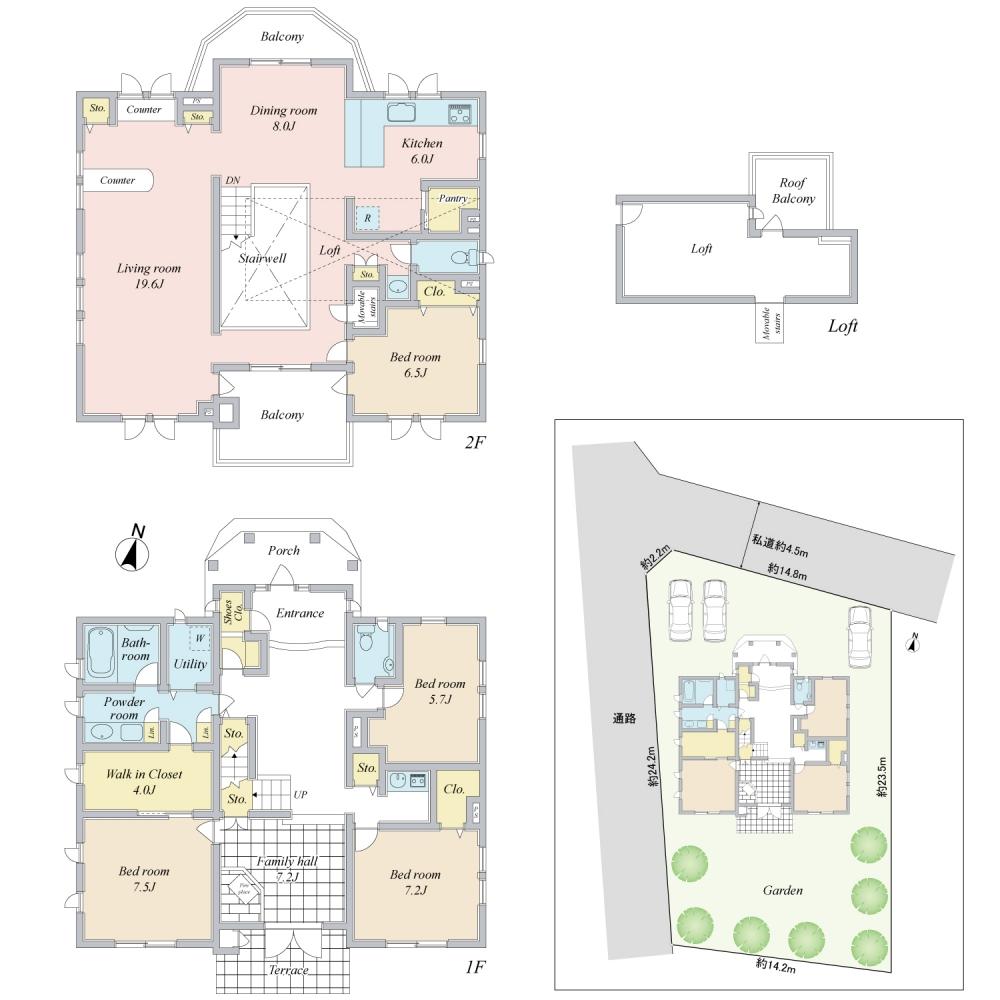 Floor plan. 200 million 48 million yen, 4LDK, Land area 371.38 sq m , Building area 178.67 sq m