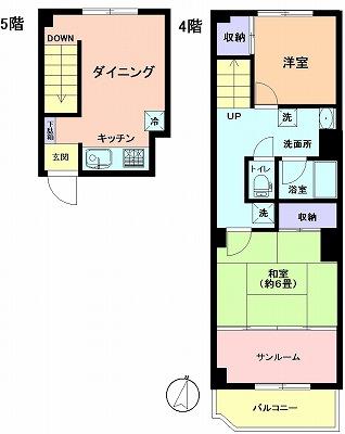 Floor plan. 2DK, Price 10.8 million yen, Occupied area 54.18 sq m , Balcony area 4.24 sq m