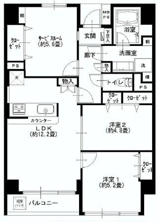 Floor plan. 2LDK+S, Price 29,900,000 yen, Footprint 65.7 sq m , Balcony area is 3.6 sq m Floor