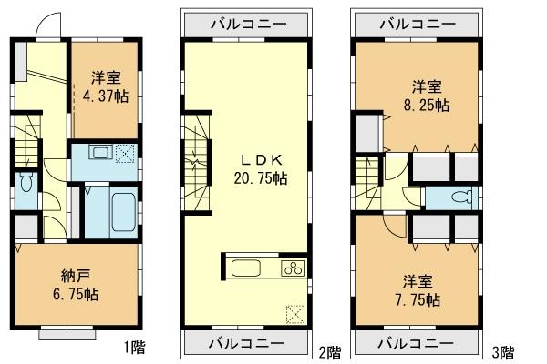 Floor plan. 43,800,000 yen, 3LDK+S, Land area 77.52 sq m , Building area 112.99 sq m floor plan