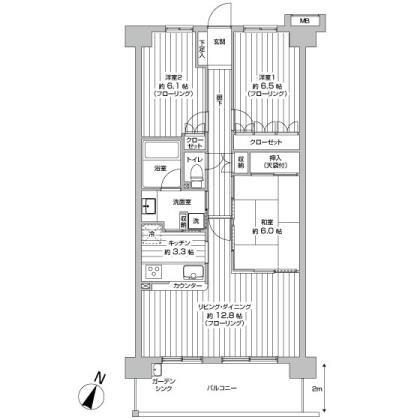 Floor plan. 3LDK, Price 31,800,000 yen, Occupied area 76.88 sq m , Balcony area 12.4 sq m Floor.