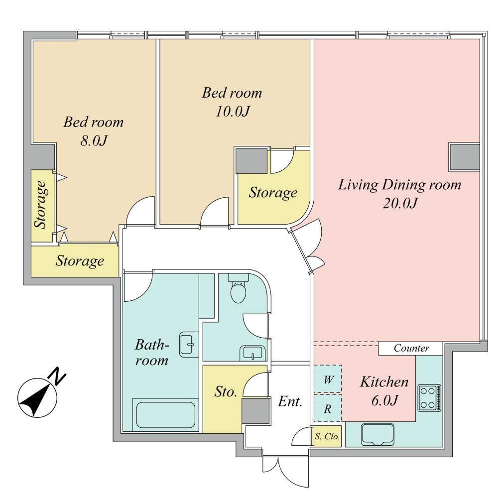 Floor plan. 2LDK + S (storeroom), Price 44,800,000 yen, Footprint 114.15 sq m