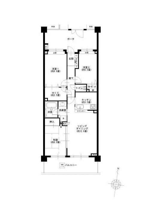 Floor plan. 3LDK, Price 37,900,000 yen, Occupied area 76.56 sq m , Balcony area 11.9 sq m