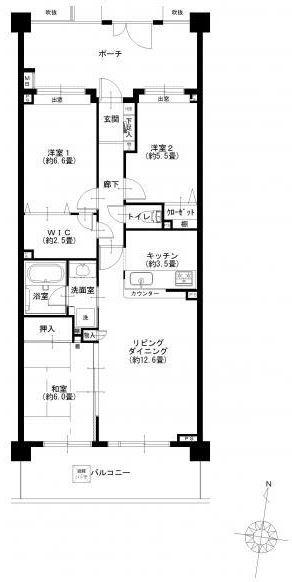 Floor plan. 3LDK, Price 37,900,000 yen, Occupied area 76.56 sq m , Balcony area 11.9 sq m