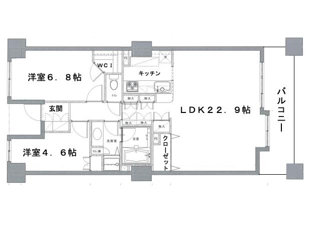 Floor plan. 2LDK, Price 57 million yen, Occupied area 73.08 sq m , Balcony area 8.94 sq m site (December 9, 2013) Shooting Floor plan 2LDK + WIC Living is located 22.9 quires large