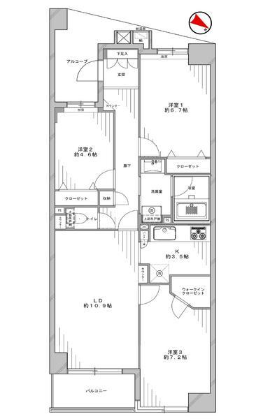 Floor plan. 3LDK, Price 29,800,000 yen, Occupied area 73.51 sq m